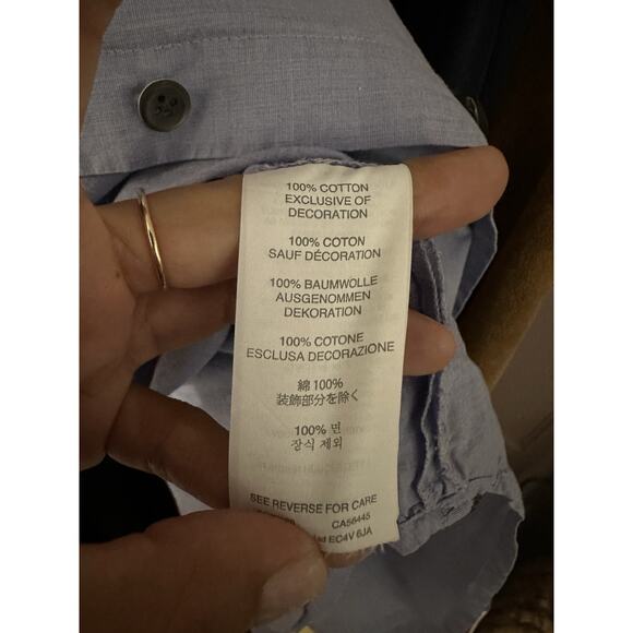 J. CREW Sequin Side Stripe Shirt Long Sleeve Button Down Blue Size 4 - Picture 12 of 12